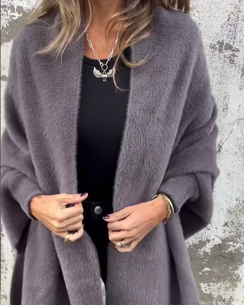 Cardigan décontracté à franges de couleur unie