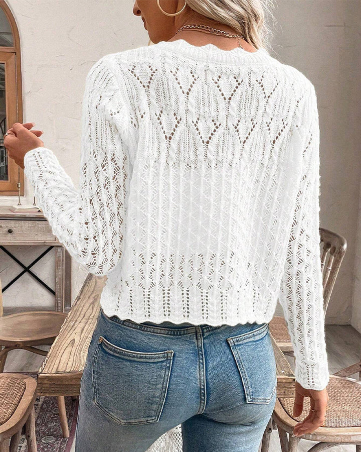 Cardigan Décontracté Col Rond Boutonné Tricoté