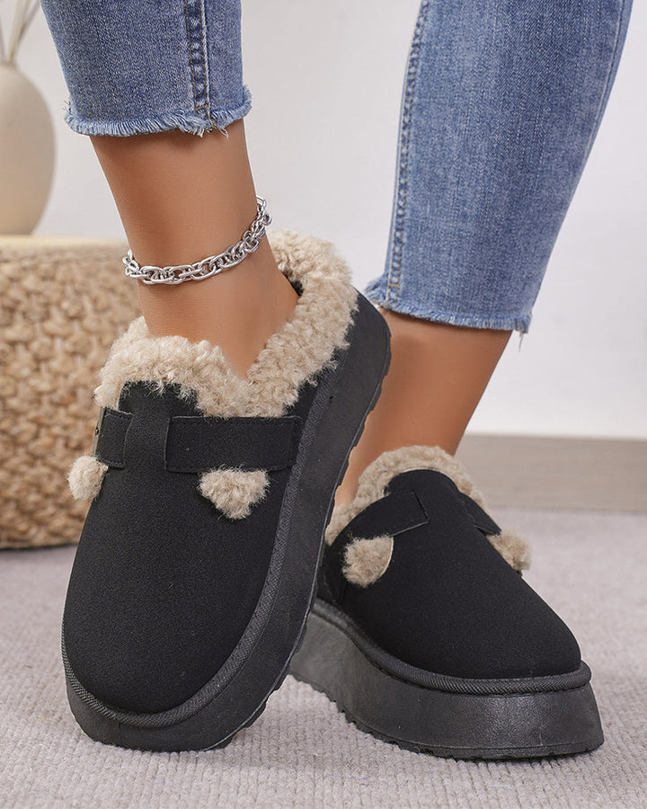 Chaussons chauds à semelle épaisse et boucle en peluche