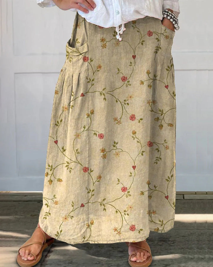 Jupe décontractée à poche et imprimé floral