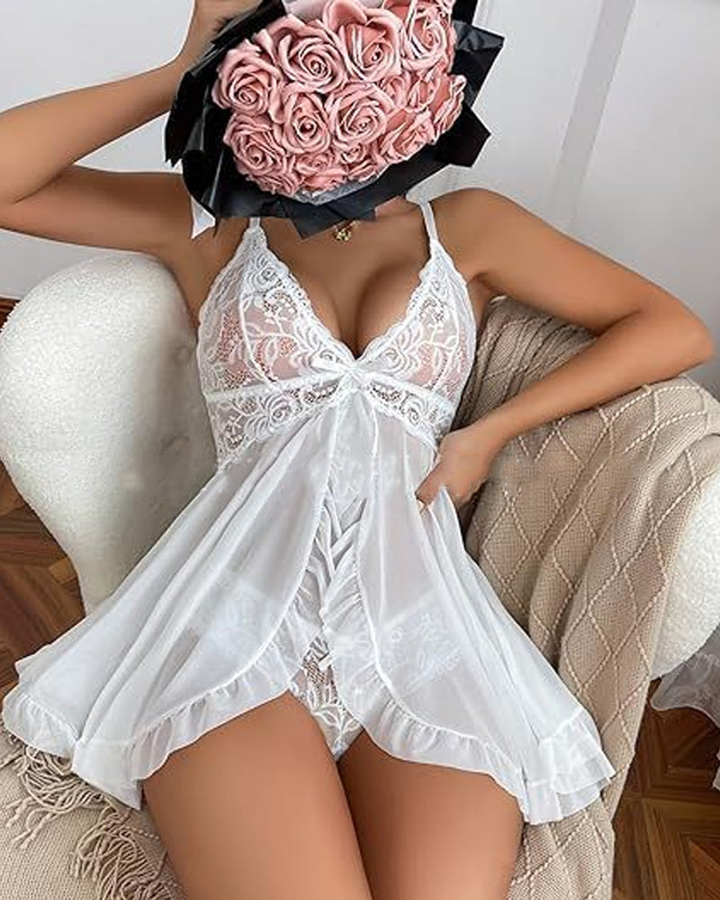 Ensemble De Nuisette Sexy En Mesh Transparent