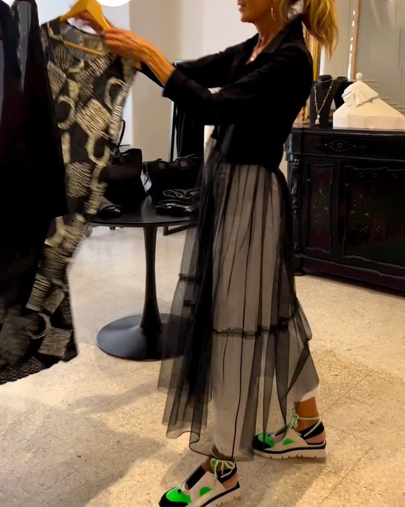 Chemise Longue Fluide à La Mode En Maille