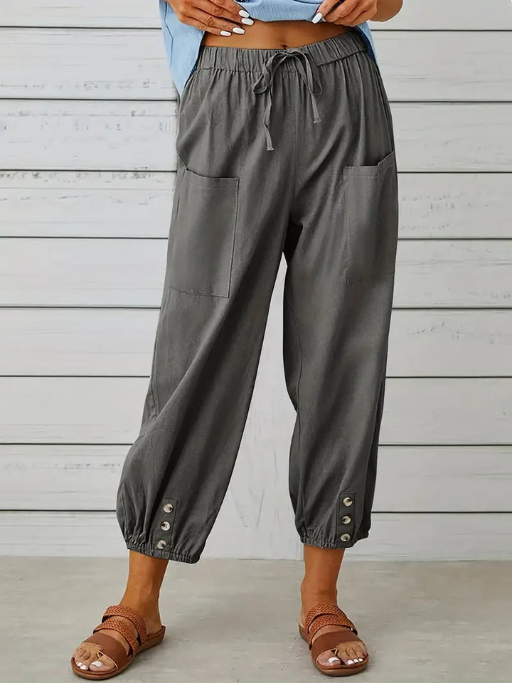 Luciane | Pantalon à cordon et boutons pour femme