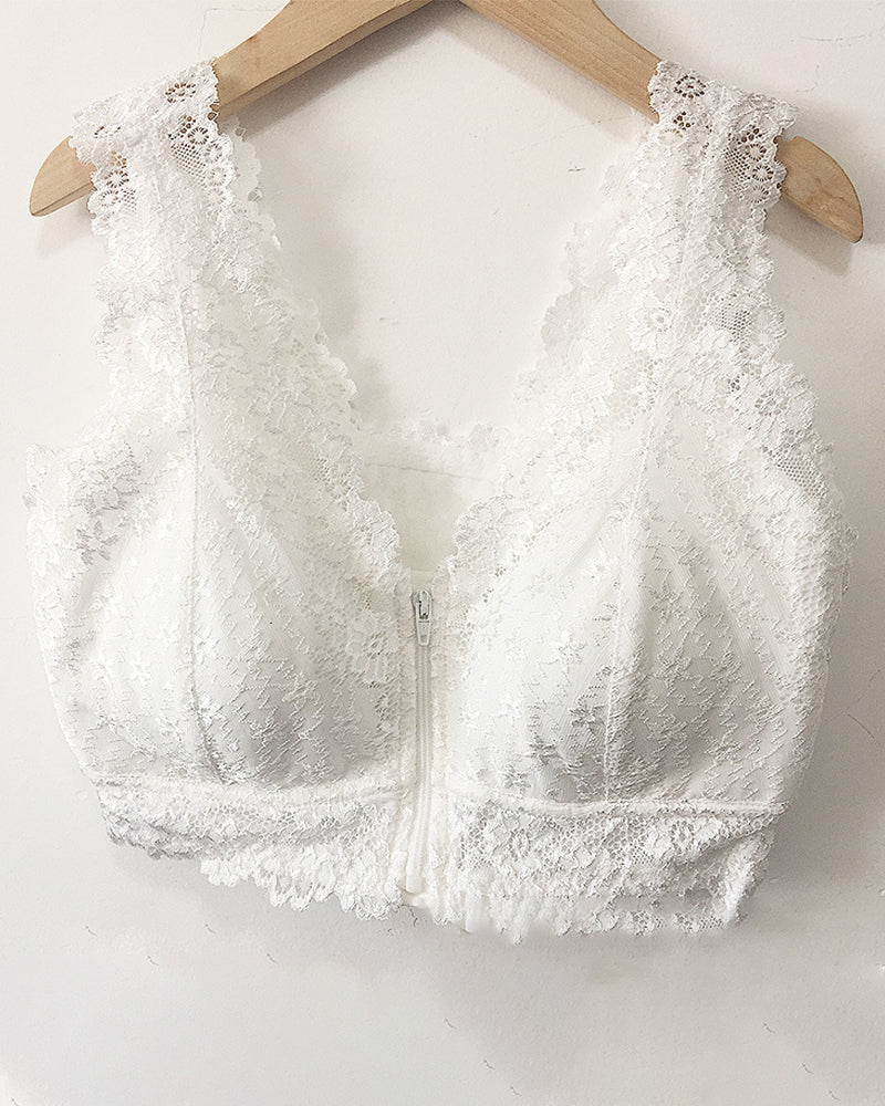 Soutien-gorge Sexy Dentelle Fermeture Éclair Devant