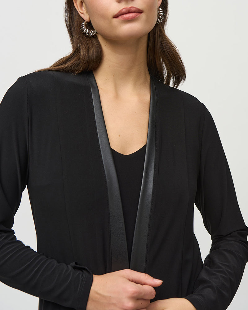 Manteau à poches en patchwork de couleur unie tendance