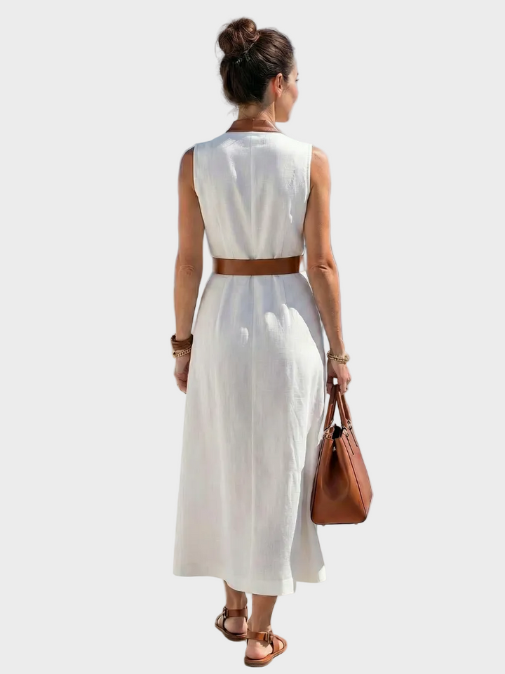 Manon | Robe Midi avec Détail Contrasté