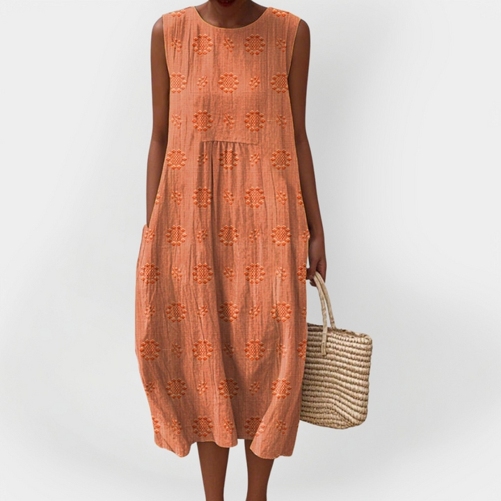 Robe sans manches en coton élégante avec poches