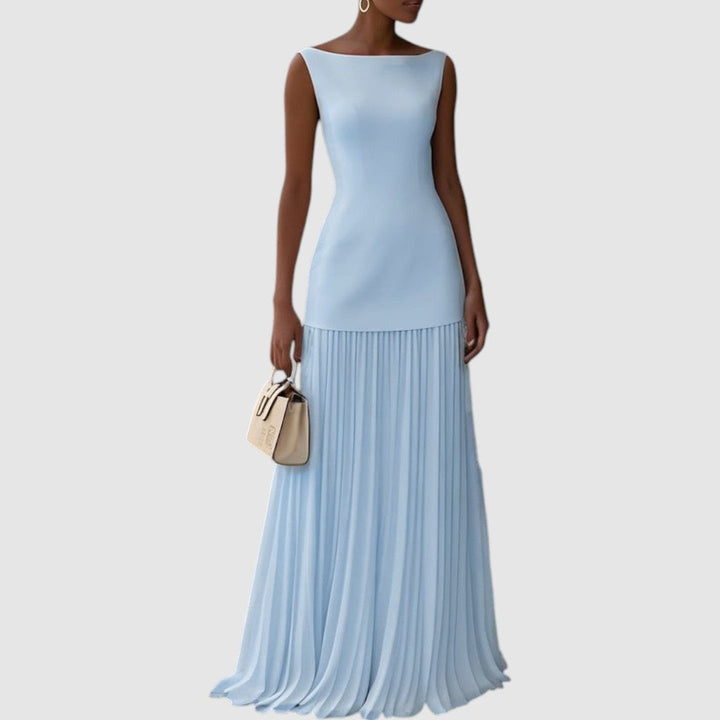 Capucine | Robe maxi sans manches avec motif plissé