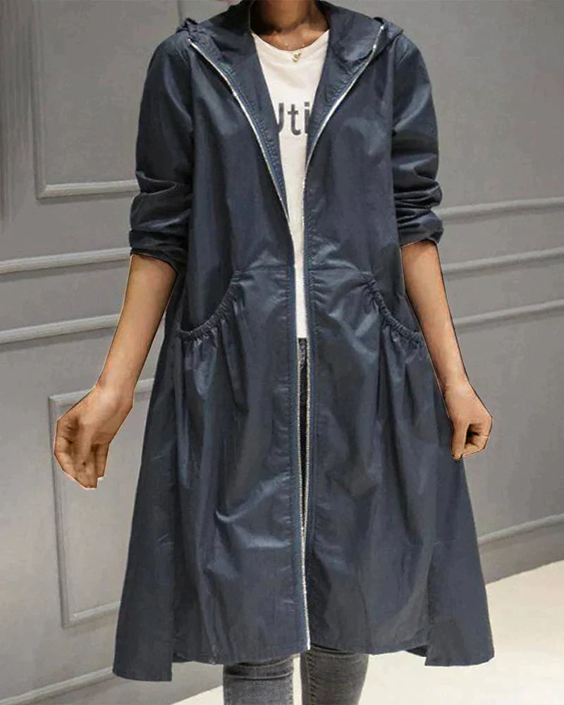 Klarissa | Manteau de pluie long avec capuche pour femme