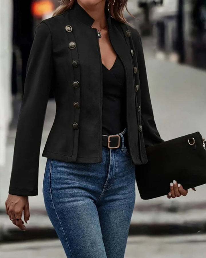 Veste élégante à double boutonnage de couleur unie