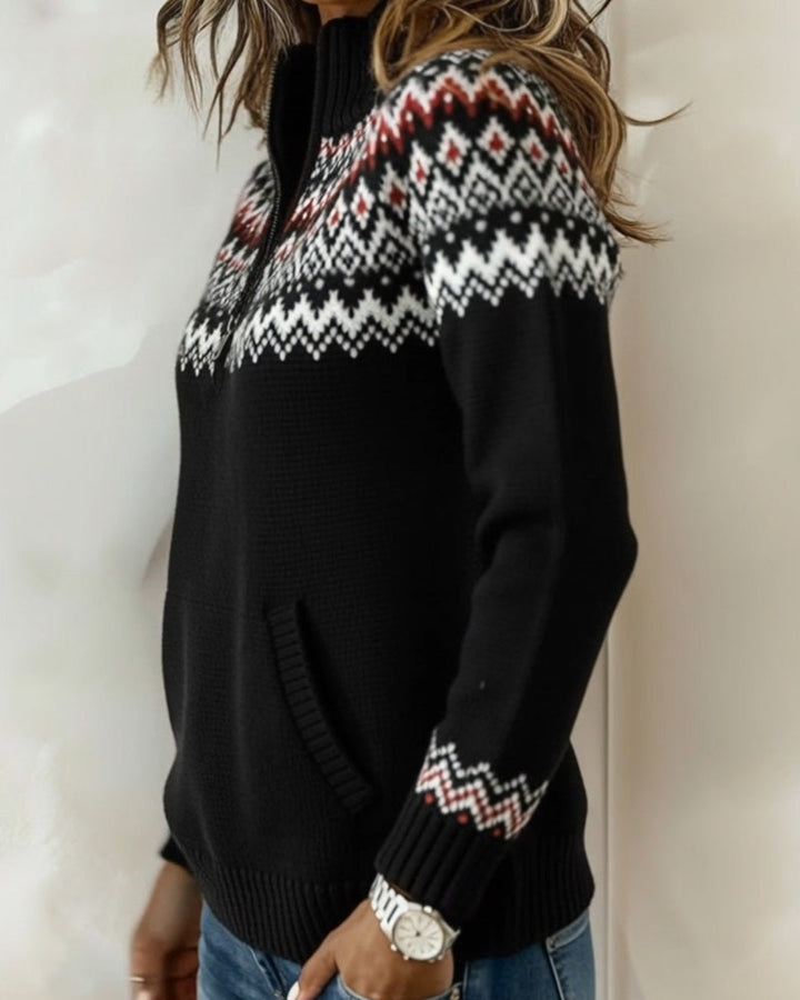 Pull Vintage Demi-Zippé Col