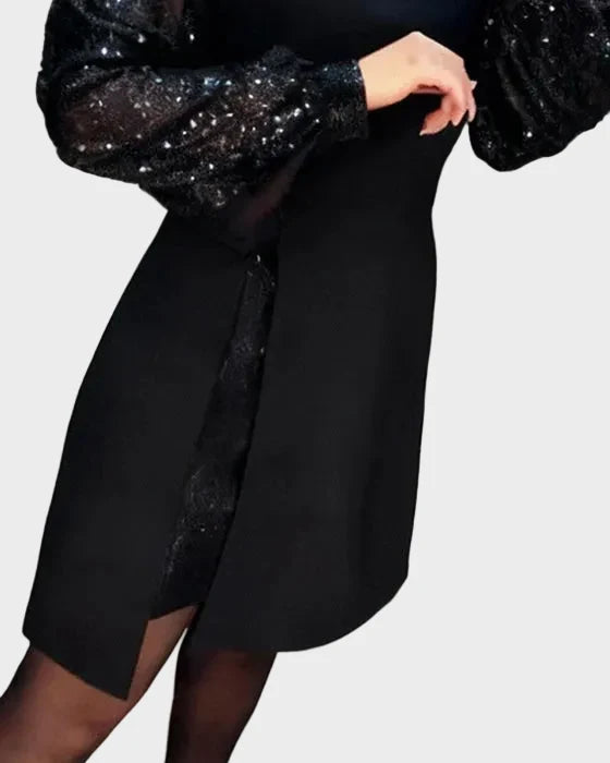 Camille | Robe élégante aux manches bouffantes scintillantes