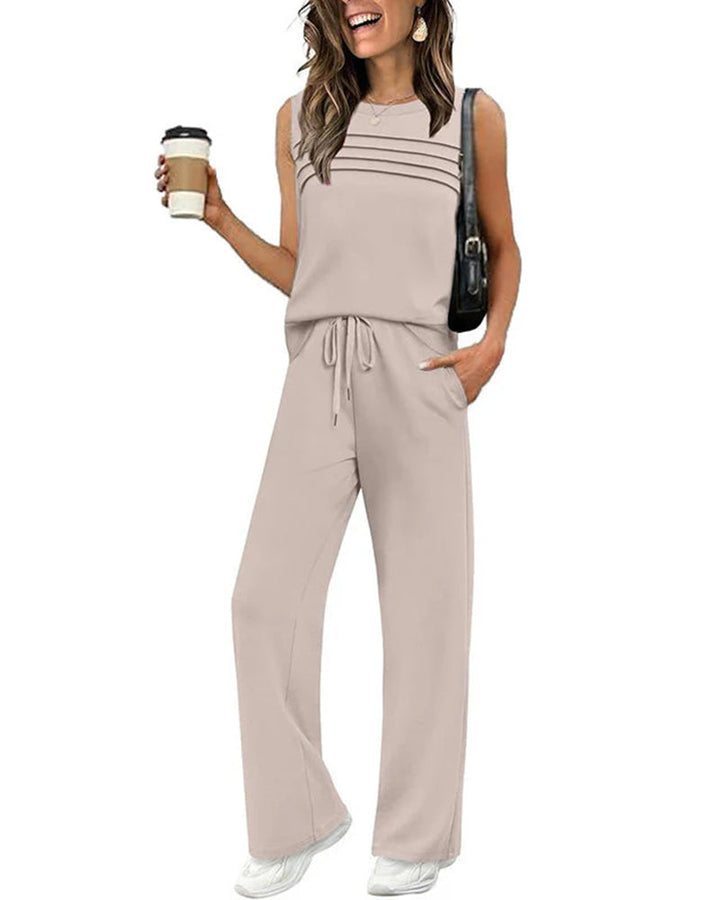 Ensemble Deux Pièces Top Gilet Plissé