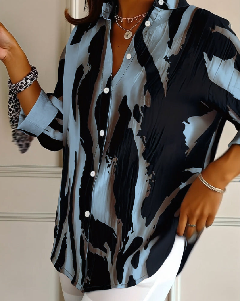 Blouse Col Montant Imprimé Irrégulier
