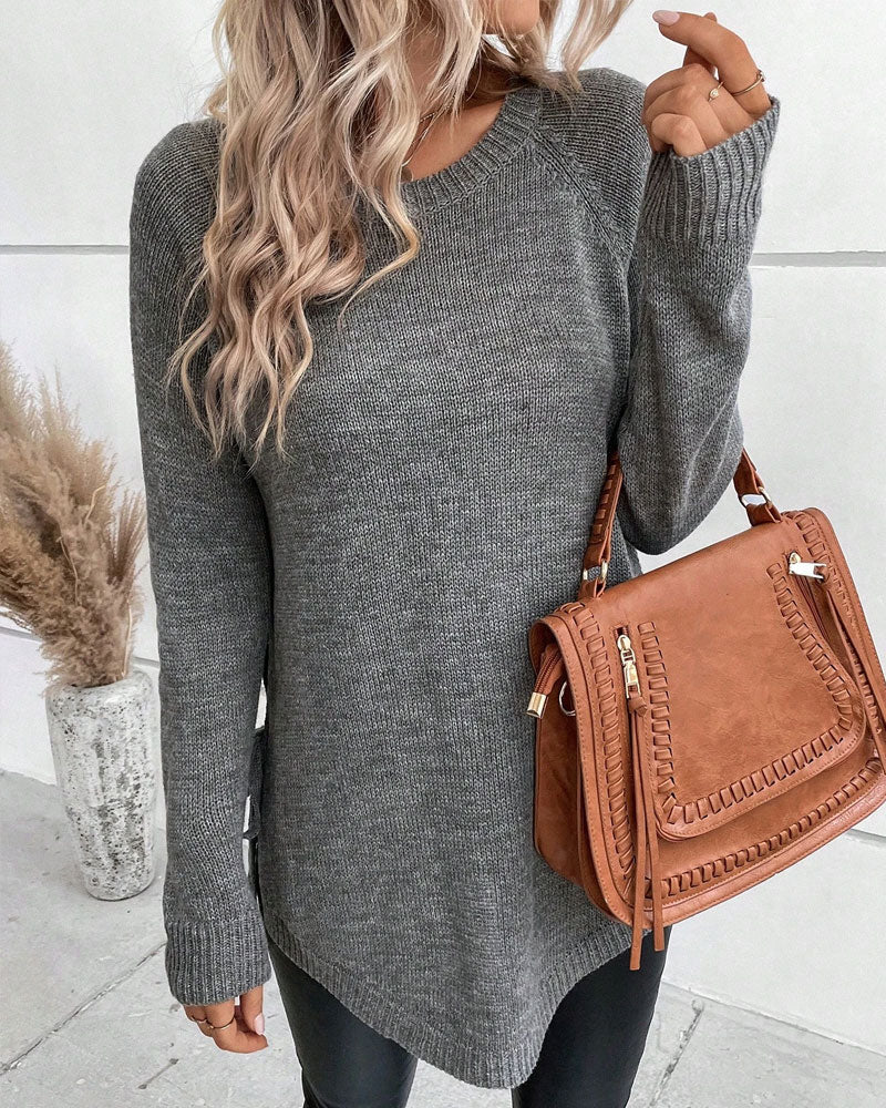 Pull Avec Manches Raglan Et Design De Nœud Latéral