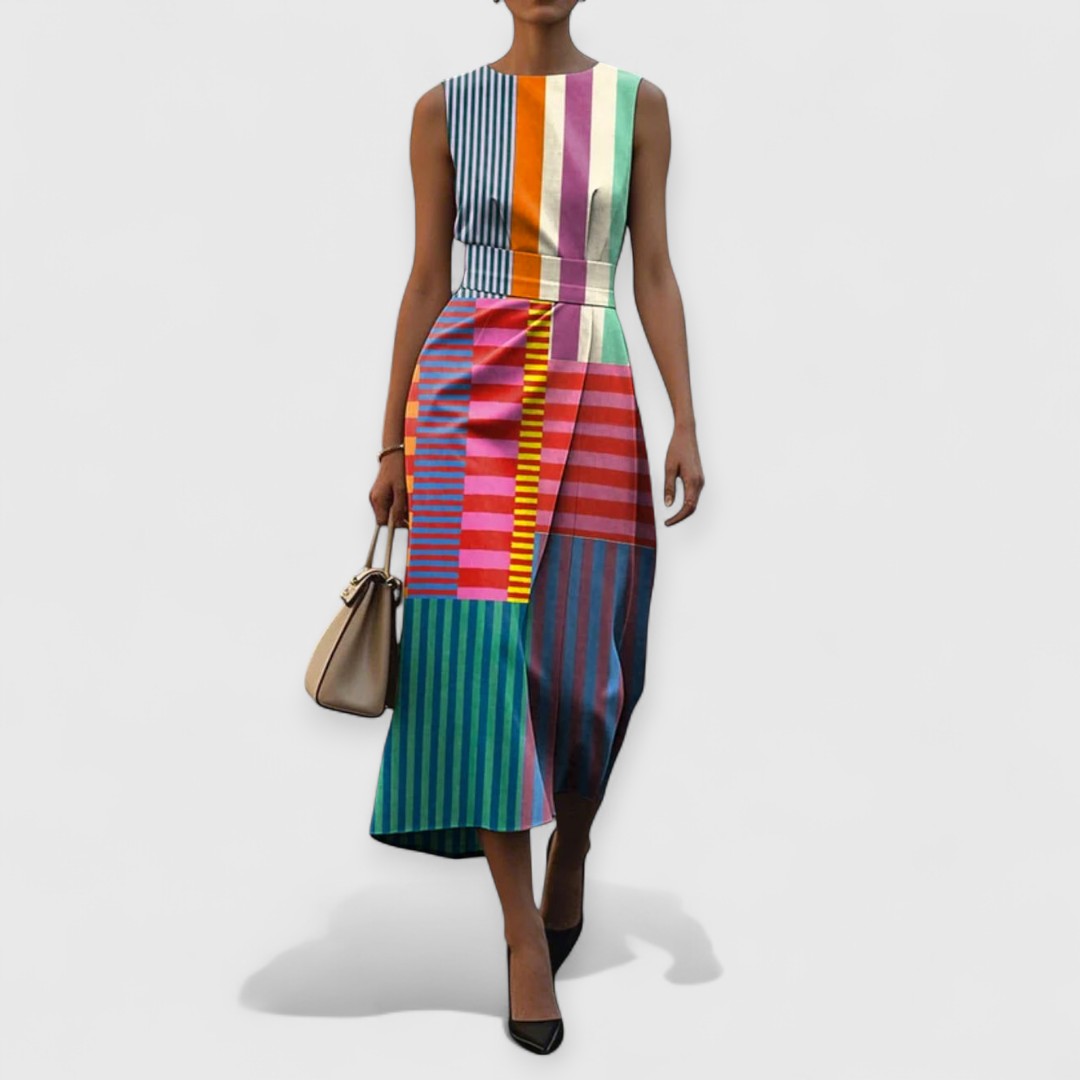 Manon | Robe multicolore à rayures sans manches