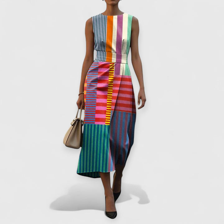 Manon | Robe multicolore à rayures sans manches