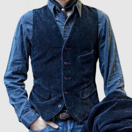 Blazer en velours côtelé vintage avec gilet pour homme
