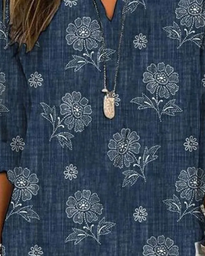 Blouse décontractée à imprimé floral