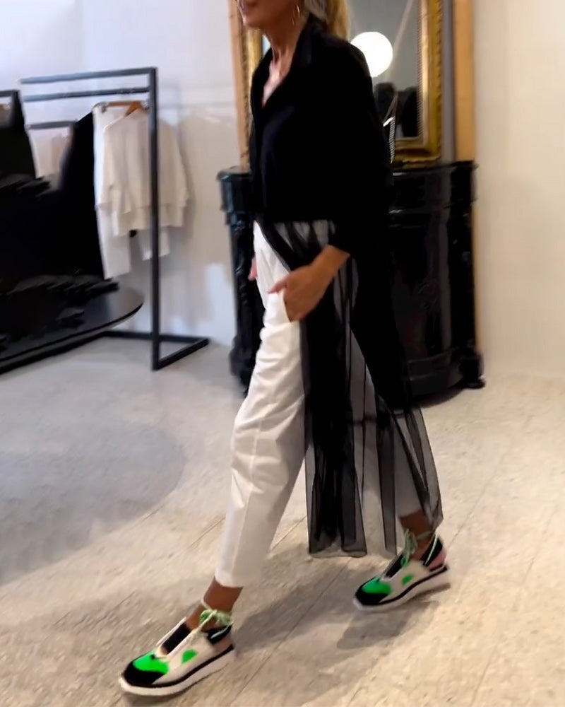 Chemise Longue Fluide à La Mode En Maille