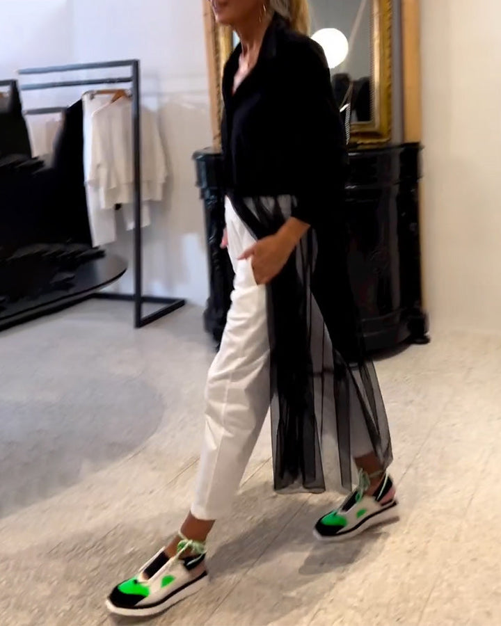 Chemise Longue Fluide à La Mode En Maille