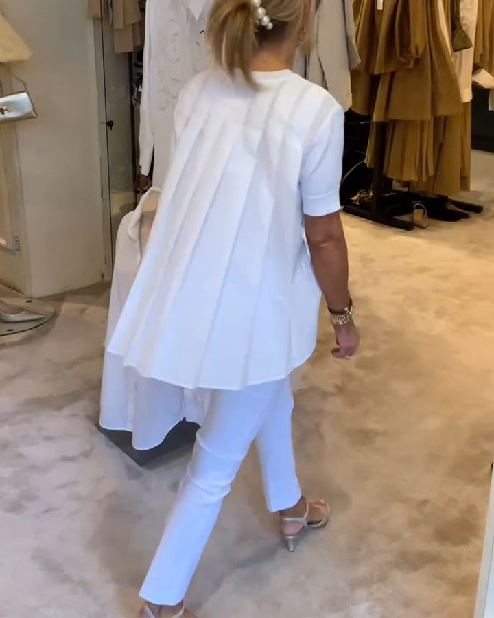 Chemise Plissée Unie Ample