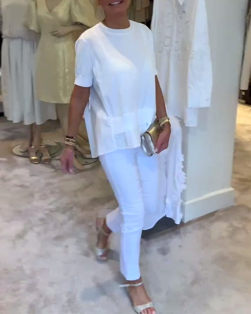 Chemise Plissée Unie Ample