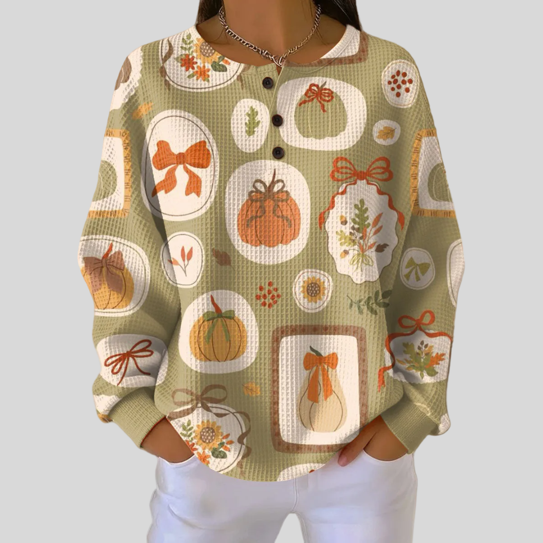 Camille | Pull d'Automne Chaud avec Boutons