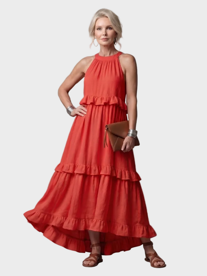 Camille | Robe Maxi Avec Halter et Volants