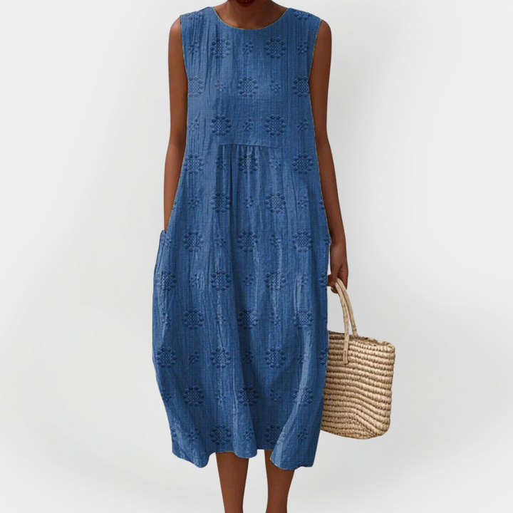 Robe sans manches en coton élégante avec poches