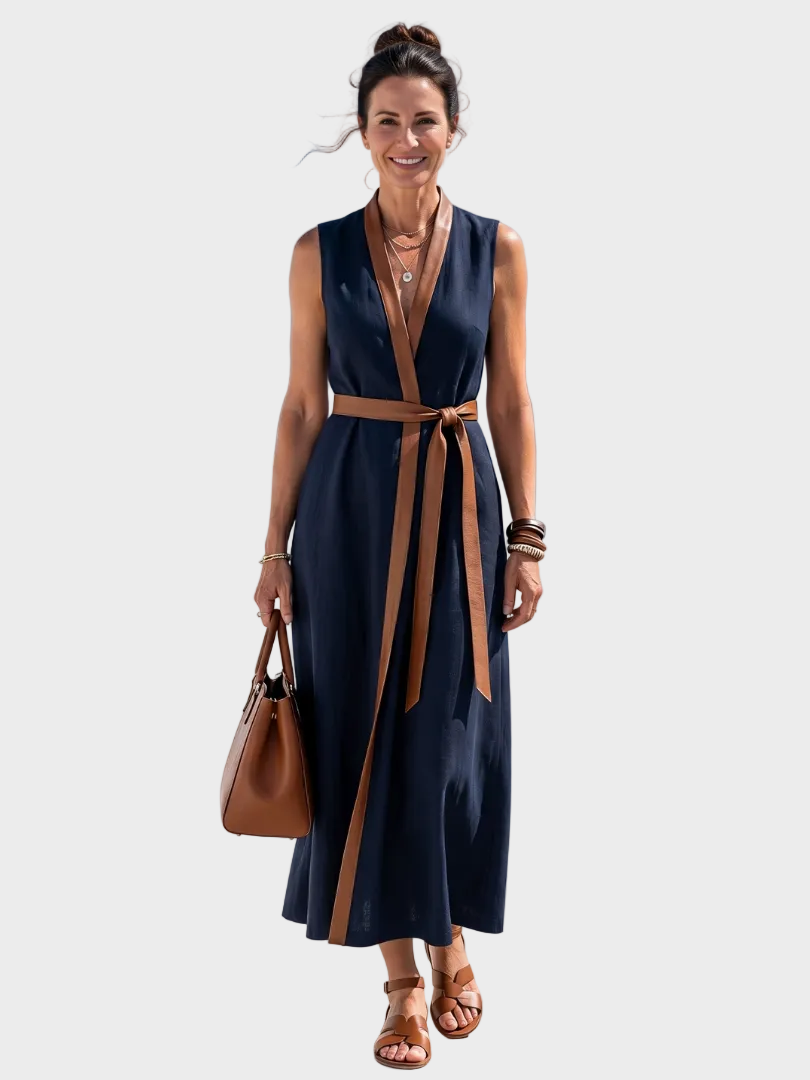 Manon | Robe Midi avec Détail Contrasté