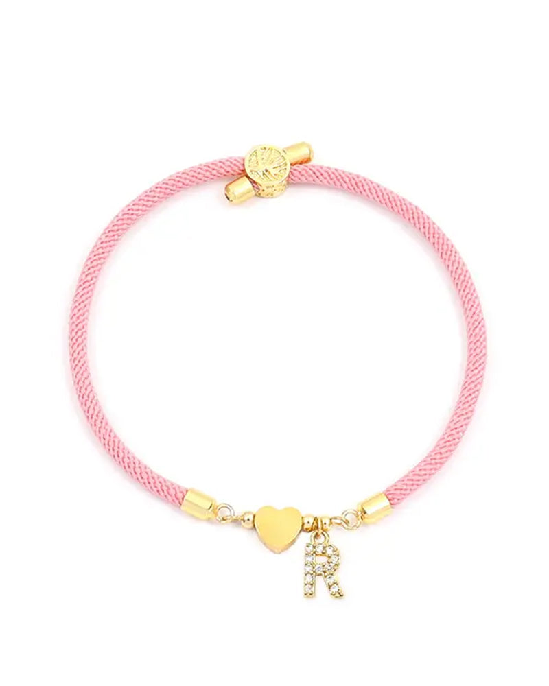 Cœur Initial Charme Lien Branché Bracelet