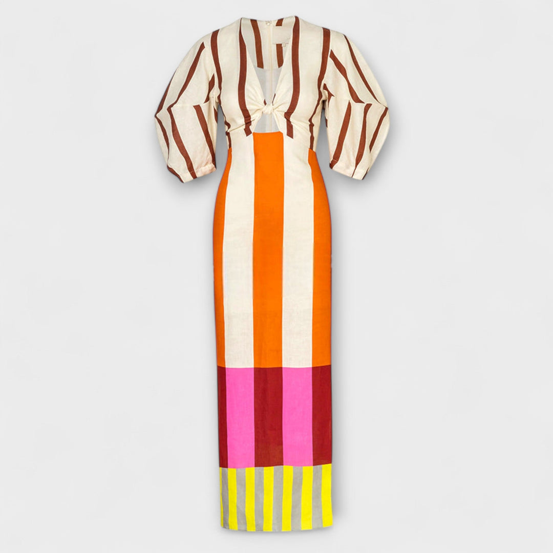 Camille | Robe maxi avec décolleté et manches bouffantes