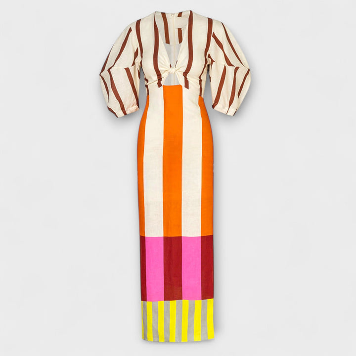 Camille | Robe maxi avec décolleté et manches bouffantes