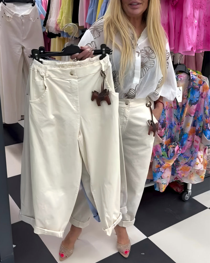 Pantalon Mode Taille Élastique Décontracté