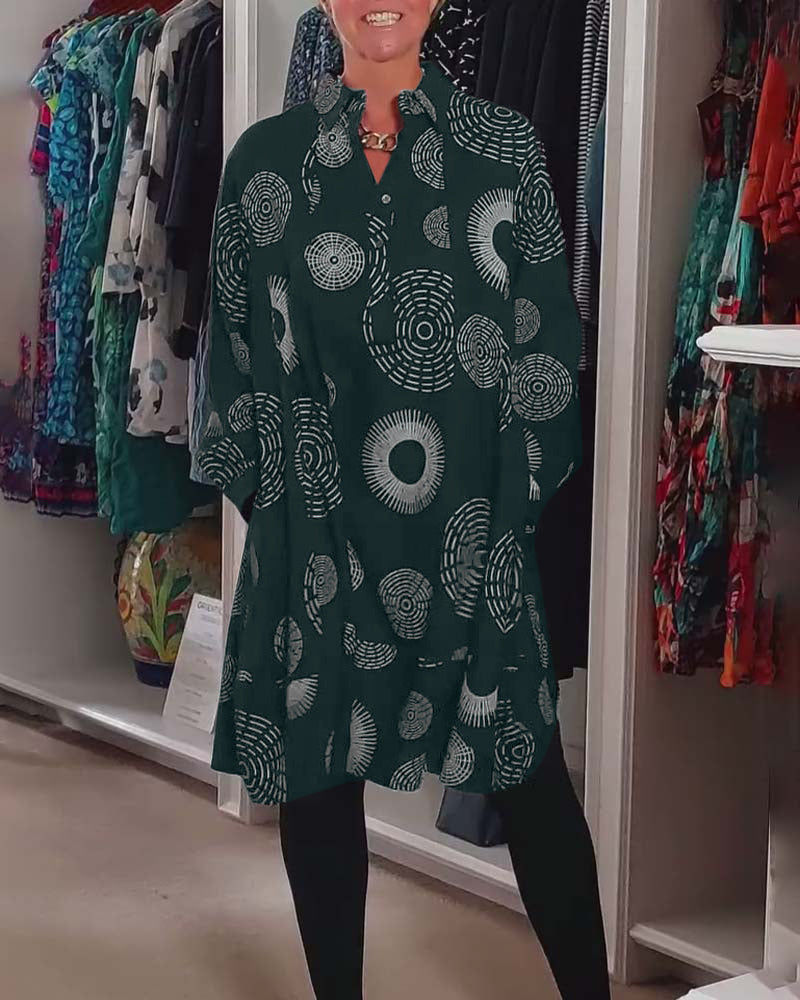 Robe décontractée à revers à imprimé géométrique