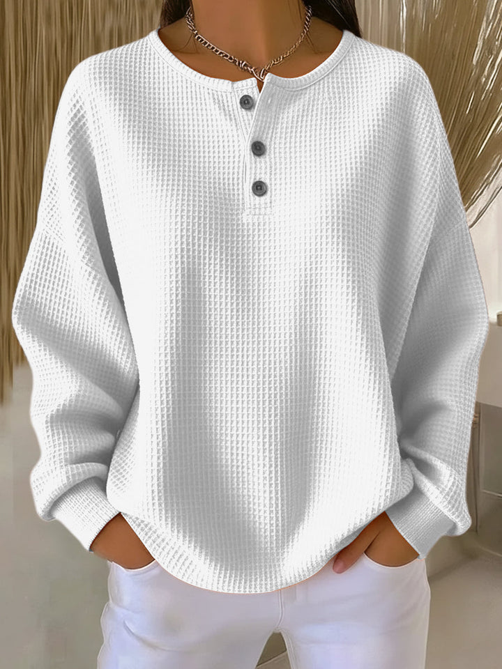Manon | Pull Henley à Texture Gauffrée
