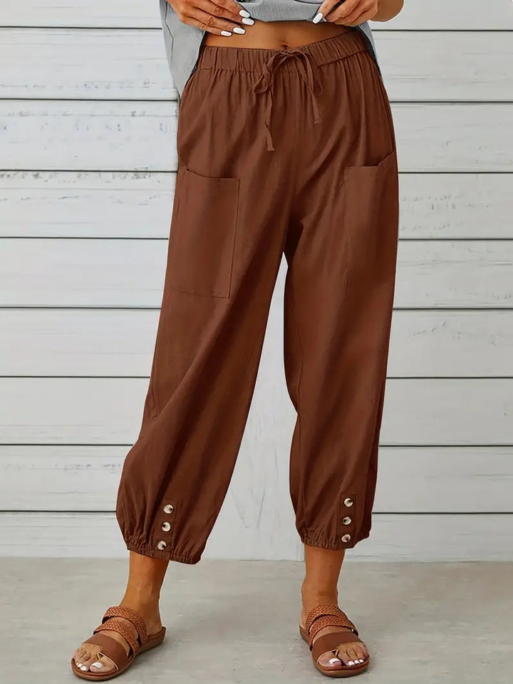 Luciane | Pantalon à cordon et boutons pour femme