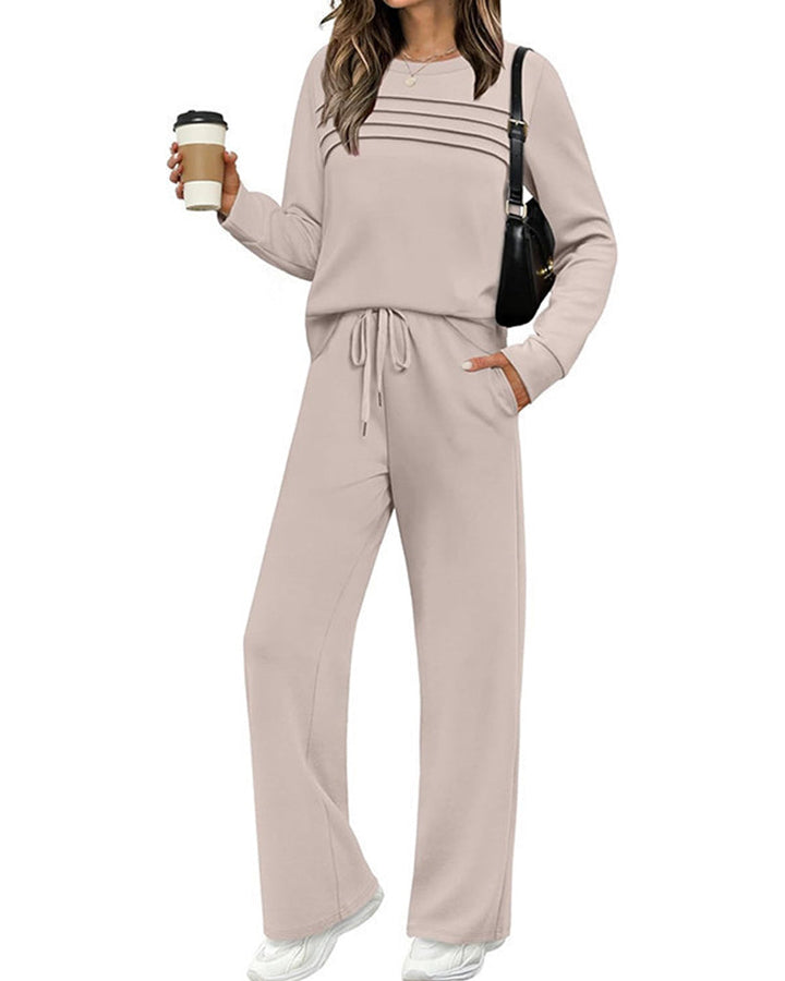 Set Haut à Col Rond pour Femme et Pantalon à Cordon