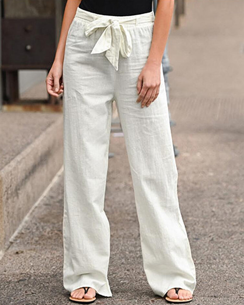 Pantalon à jambes droites et taille élastique