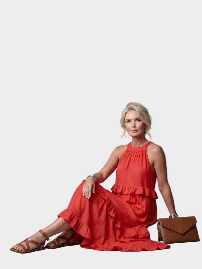 Camille | Robe Maxi Avec Halter et Volants