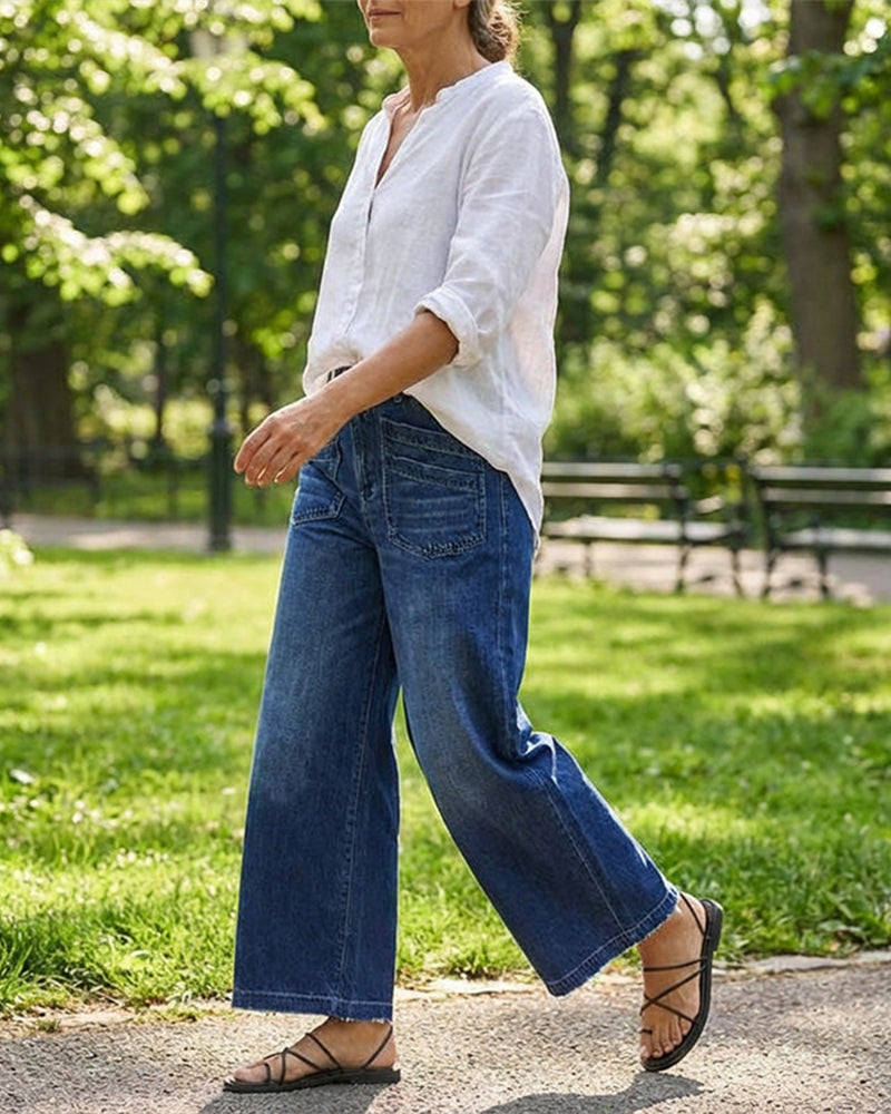 Pantalon Femme Décontracté Taille Haute Jambe Large