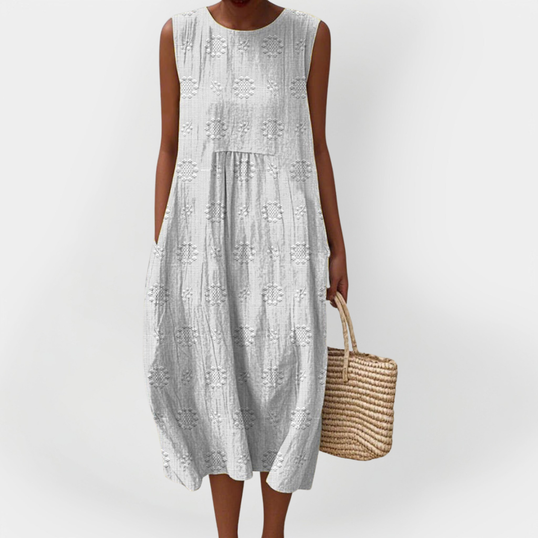 Robe sans manches en coton élégante avec poches