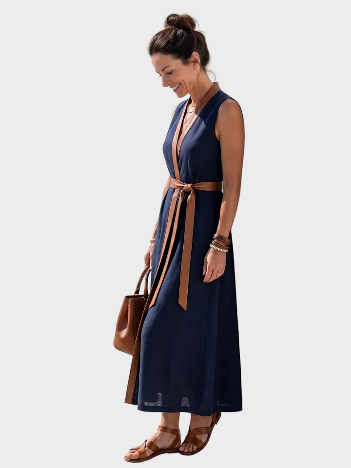 Manon | Robe Midi avec Détail Contrasté