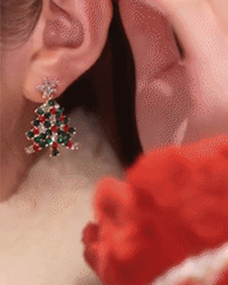 Boucles d'oreilles à tige en forme de sapin de noël