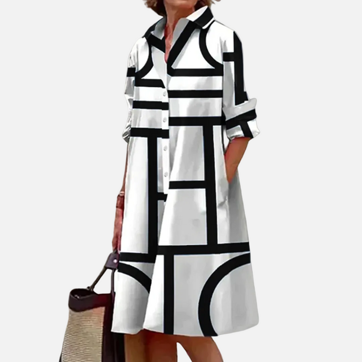 Robe midi à motif géométrique