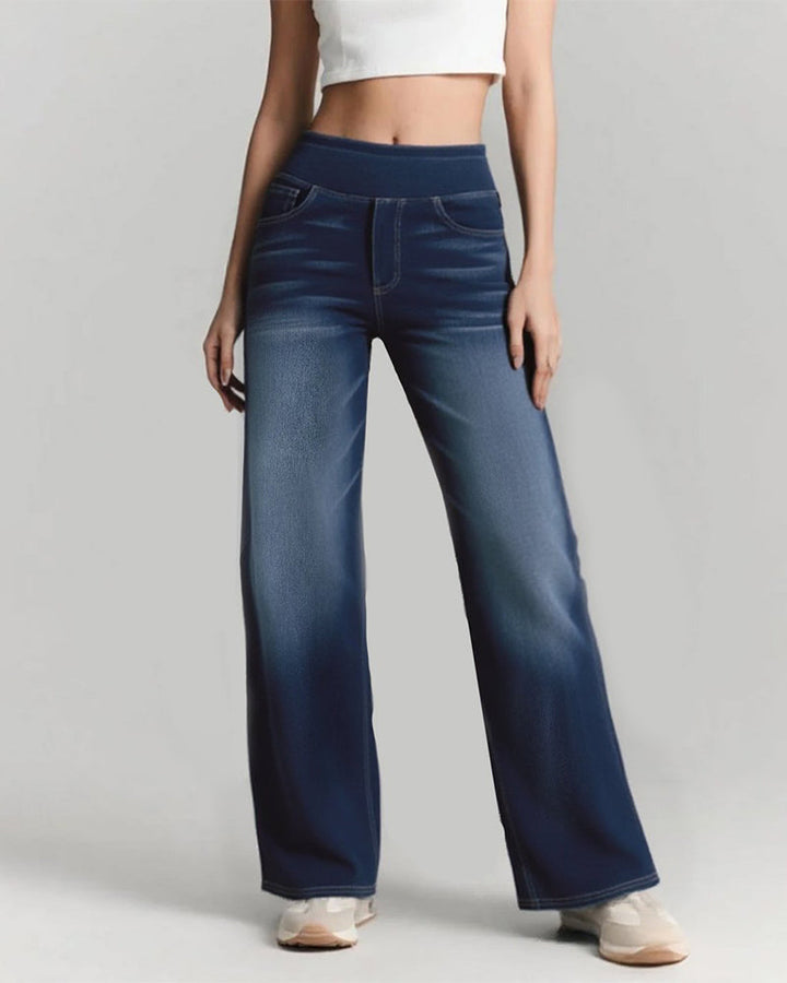 Denim Haute Taille Lavé Loose Baggy Décontracté