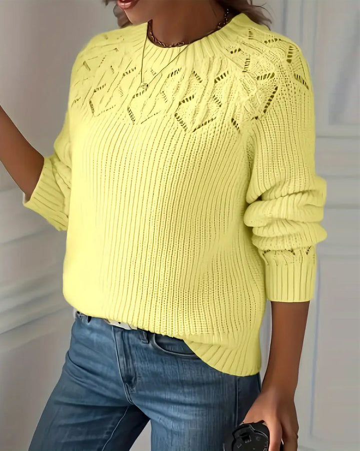 Pull Col Rond Manches Longues Ajouré