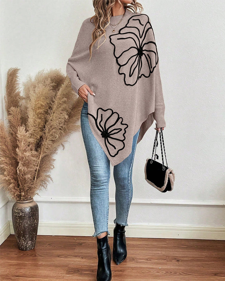 Pull Floral Large à Manches Gigot