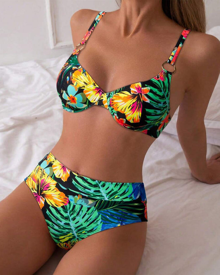 Bikini Sexy Imprimé Soutien-Gorge Push-Up Triangle